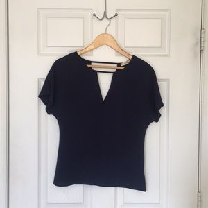 Miss Love Navy Top with Triangle Cutout